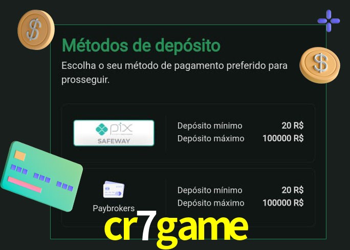 O cassino cr7game oferece uma grande variedade de métodos de pagamento